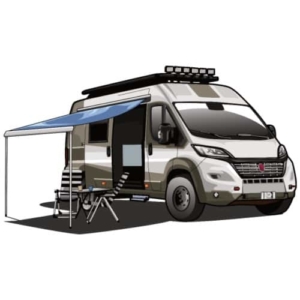 campervan-mit-offener-seitentuere-und-markise-maenner-premium-t-shirt